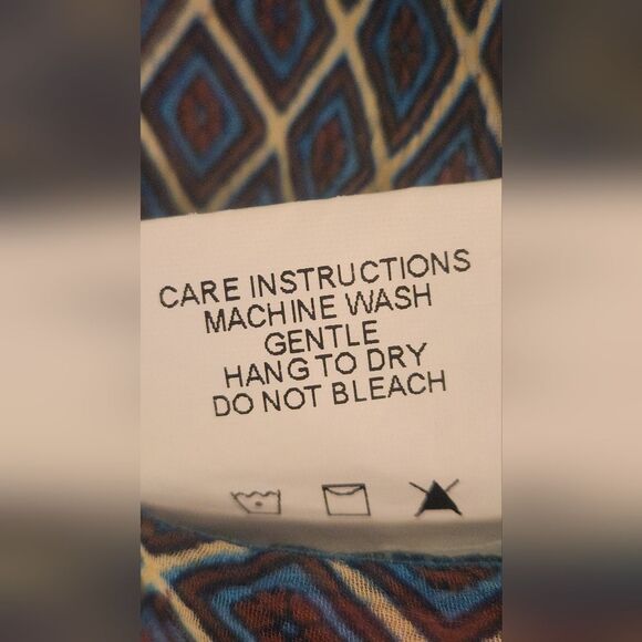 Outback Trading Co M BlueGreen GeometricPrint Lslv Pockets SnapFront Women Shirt - Picture 5 of 8